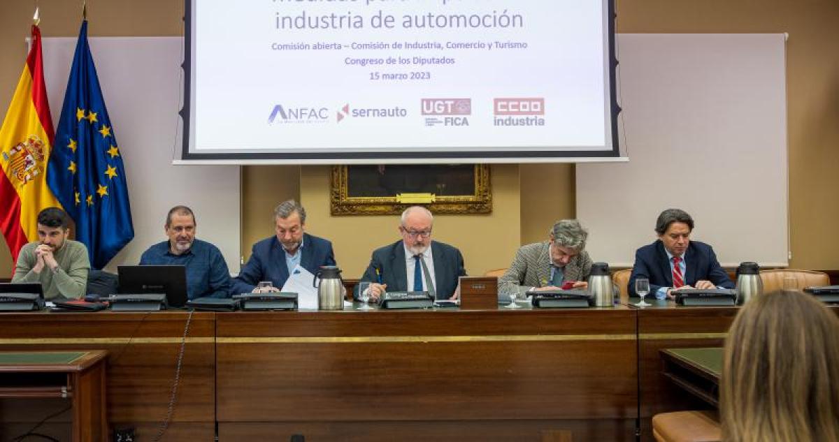 A la izquierda, Rafael Guerrero, durante la comparecencia abierta ante la Comisión de Industria