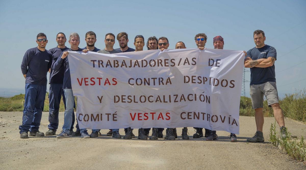 Movilización contra la deslocalización en Vestas. Foto de 2018