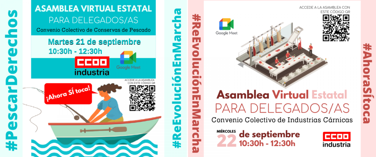Asambleas virtuales estatales de la Industria de conservas de pescado y de la Industria Cárnica